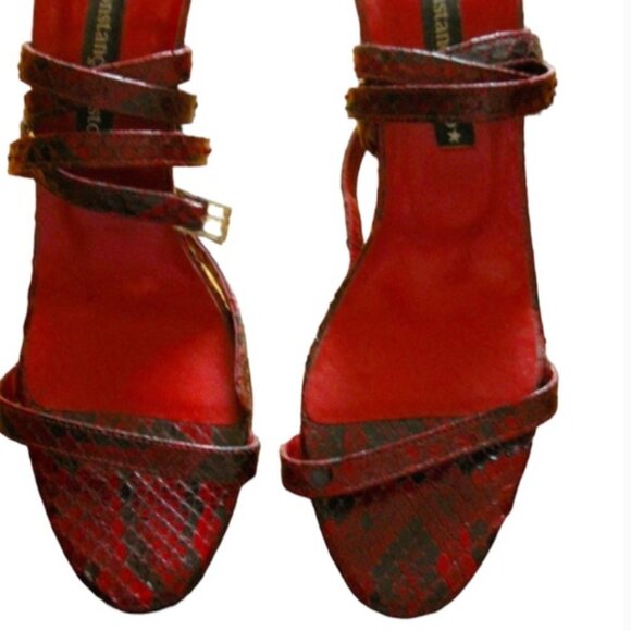 COSTANCA BASTO red lizard strappy sandal- Sz 38 - Picture 1 of 8